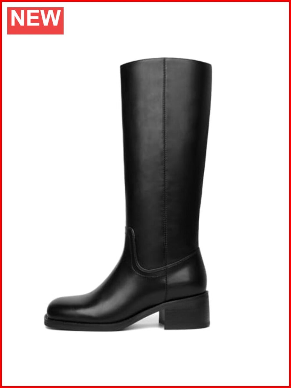 Women's Knee High Square Toe Chunky Block Heel Pull On Riding Boots